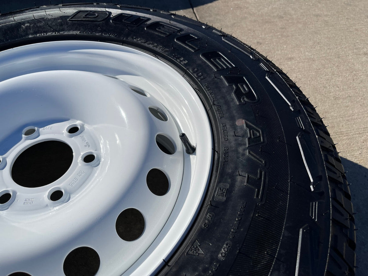 17" INEOS Grenadier OEM steel wheels rims WHITE tires 2024 2025 2026 NEW Texas Truck Tire