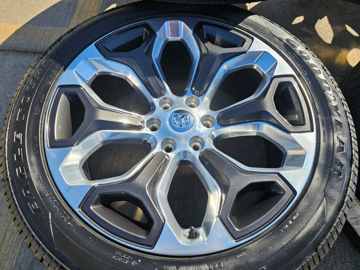 22" Dodge Ram 1500 OEM Laramie rims wheels tires 2685 GOODYEAR NEW Texas Truck Tire