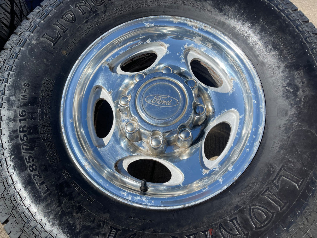 16" Ford F-250 F-350 Excursion OEM 3408 polished wheels rims tires Texas Truck Tire