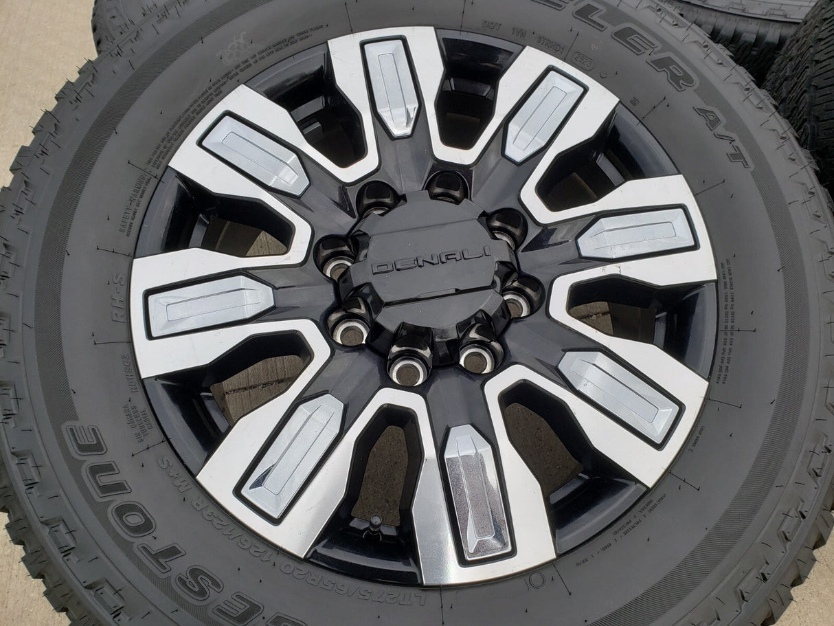 20" GMC Sierra DENALI ULTIMATE 2500 3500 OEM wheels rims 5958 14138 A/T tires Texas Truck Tire