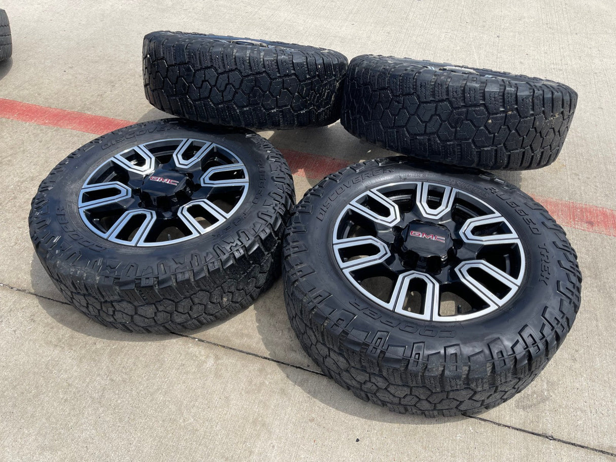 20" GMC Sierra AT4 2500 3500 OEM wheels rims 5950 Silverado COOPER RUGGED TREK Texas Truck Tire