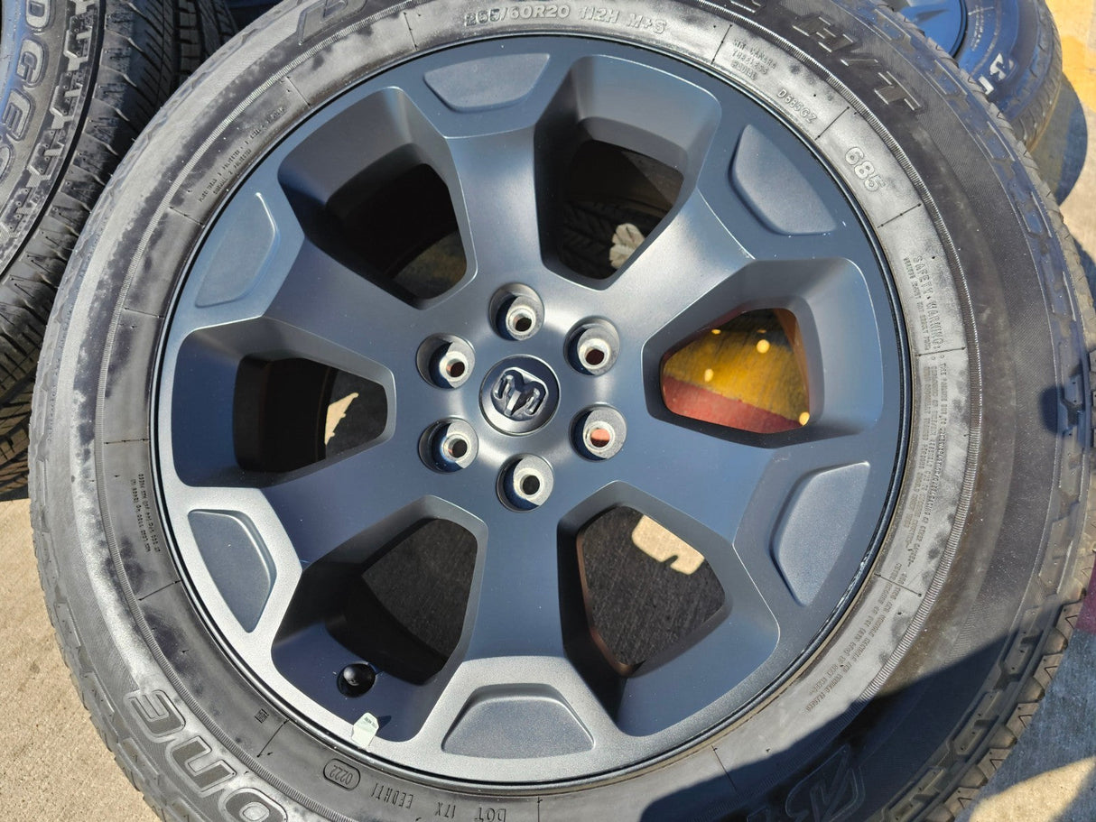 20" Dodge Ram 1500 OEM Laramie Black 2680 wheels rims 2022 2023 2024 2025 2026 Texas Truck Tire