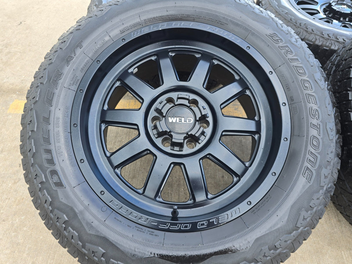 20x9 Weld Off-Road Stealth W168 Silverado Ford F-150 RAM wheels rims 6x139 6x135 Texas Truck Tire