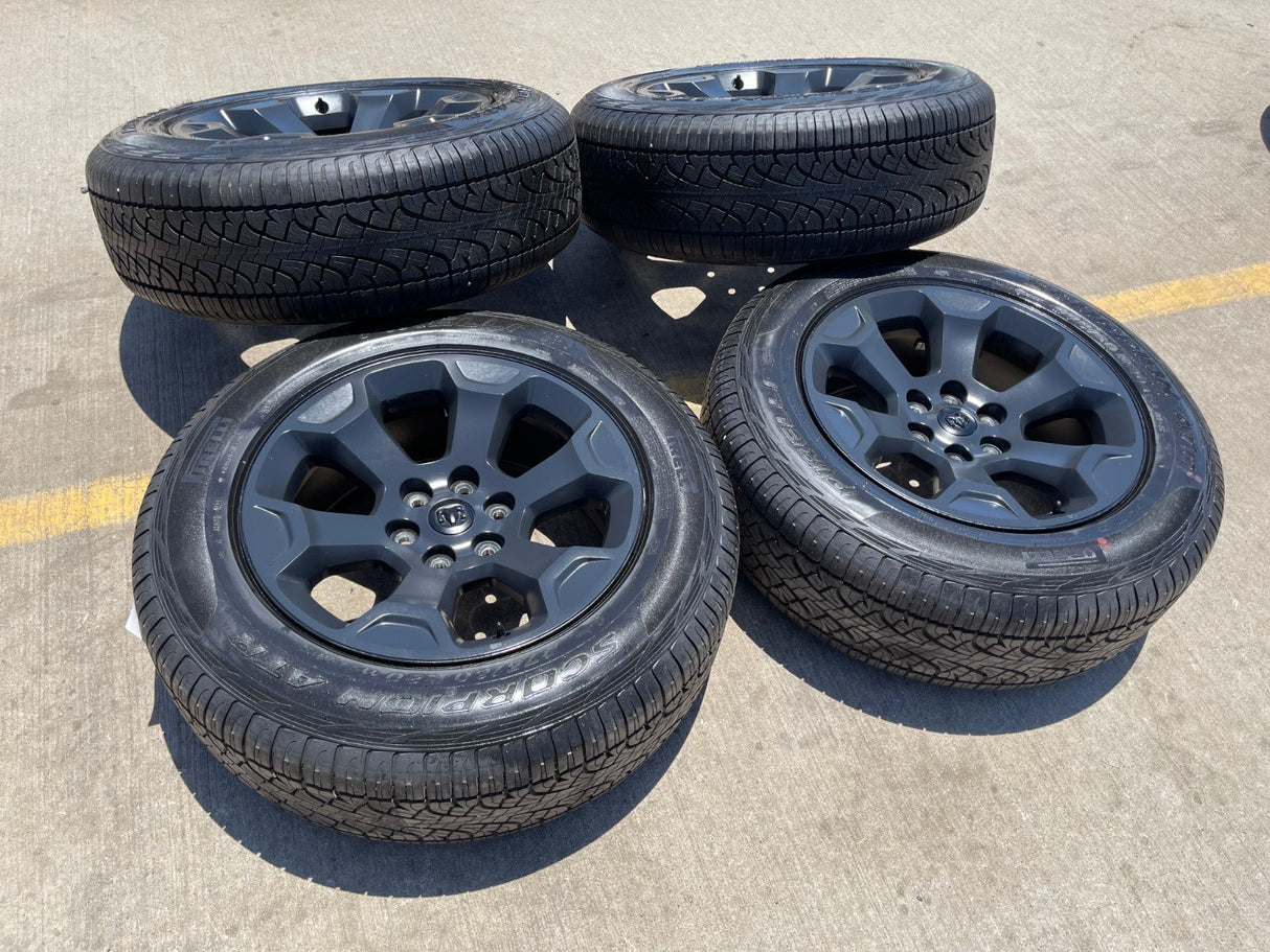 20" Dodge Ram 1500 OEM Laramie Black 2680 wheels rims tires 2024 2025 2026 NEW Texas Truck Tire