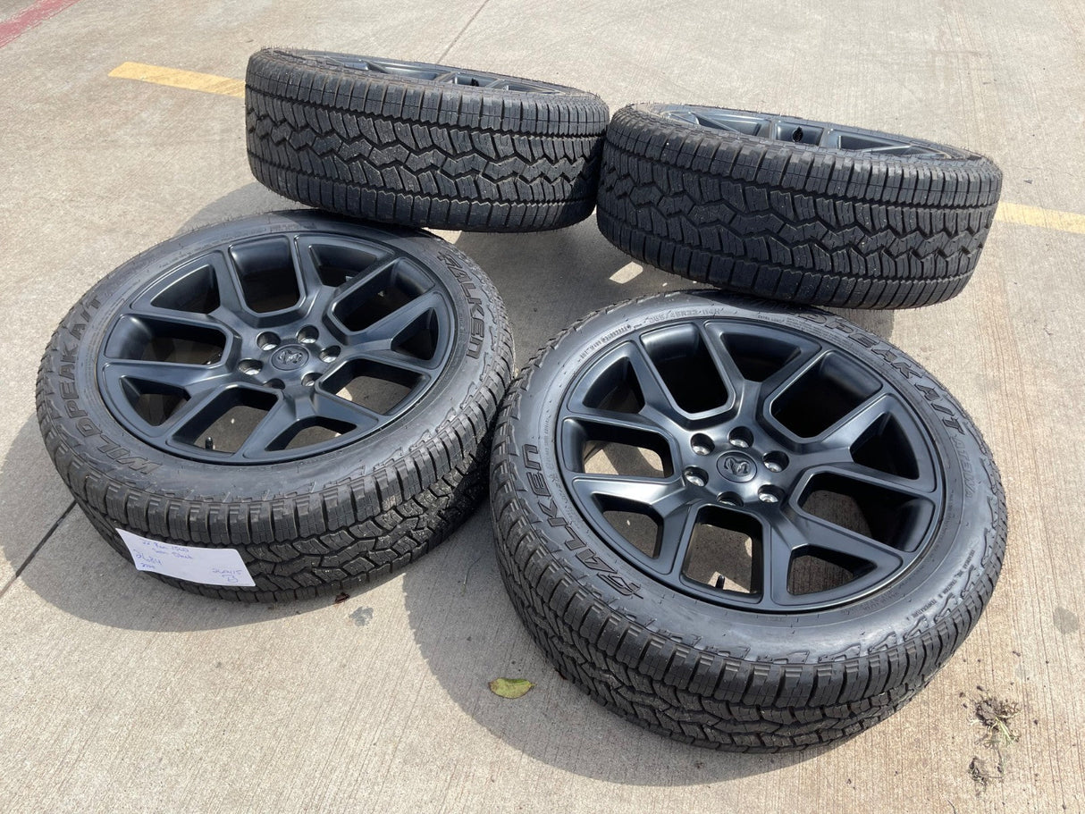 22" Dodge Ram 1500 OEM LIMITED Laramie wheels rims black 2725 2684 FALKEN AT NEW Texas Truck Tire
