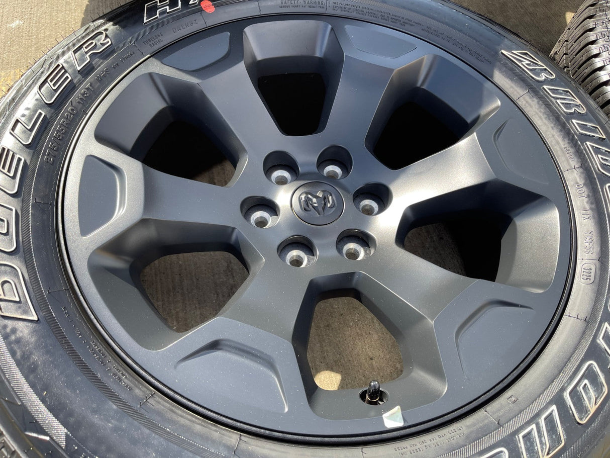20" Dodge Ram 1500 OEM Laramie Black 2680 wheels rims tires 2024 2025 2026 NEW Texas Truck Tire