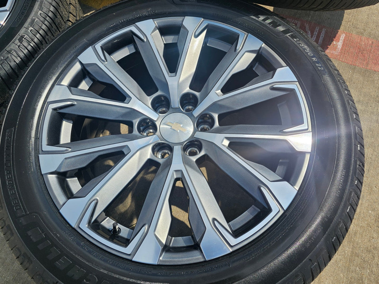 22" Chevy Tahoe Silverado Suburban OEM wheels rims 2025 2026 NEW MICHELIN Texas Truck Tire