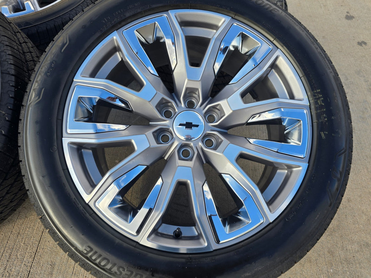 22" GMC Yukon Chevy Tahoe Escalade OEM chrome 95513 wheels rims tires NEW Texas Truck Tire