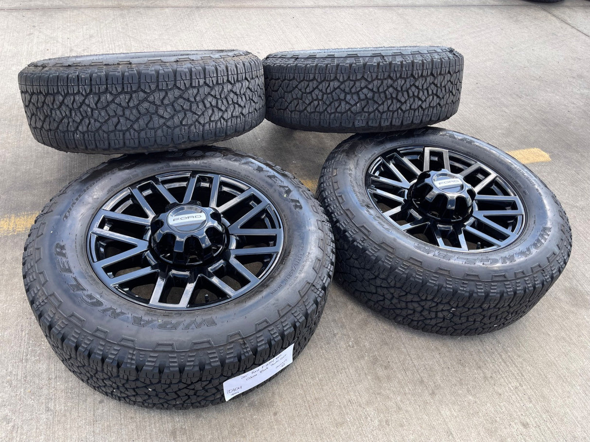 20" Ford F-250 F-350 LARIAT TREMOR OEM 10201 10104 rims wheels GOODYEAR A/T NEW Texas Truck Tire