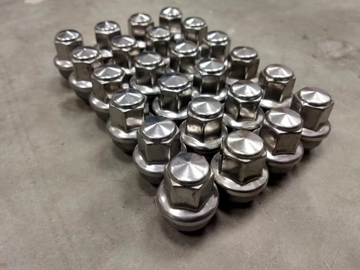 (24) 14x1.5 OEM Ford lug nuts polished F-150 Expedition OE 2015-2026 Texas Truck Tire