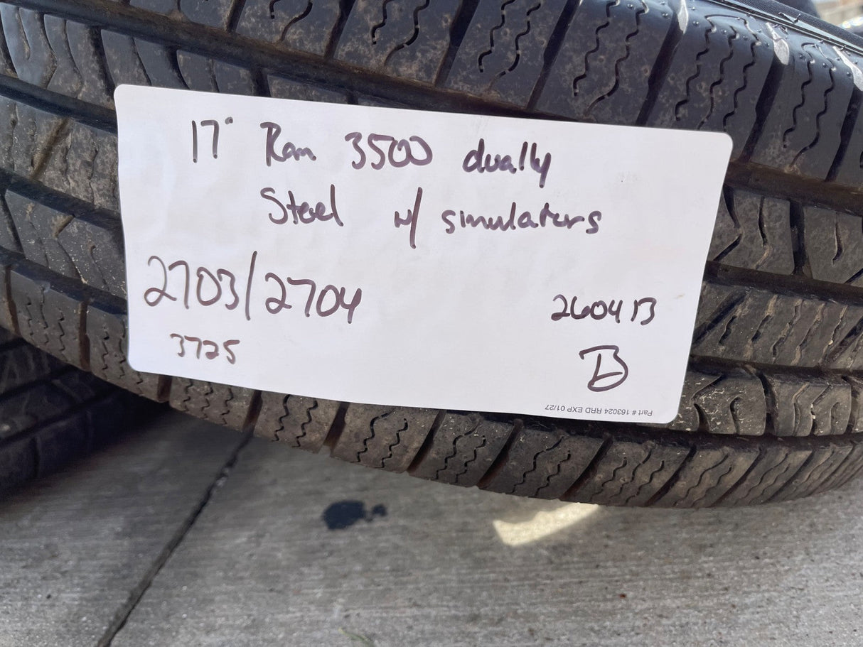 17" Dodge Ram 3500 Dually 8x200 wheels rims 2703 2704 OEM 2024 2025 2026 Texas Truck Tire