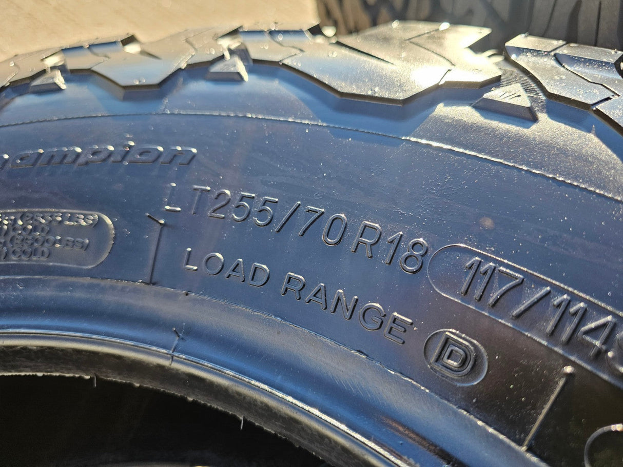 (4) 255/70/18 BFG KO2 A/T tires F-150 Sierra Tahoe Silverado NEW TAKE OFFS NEW Texas Truck Tire