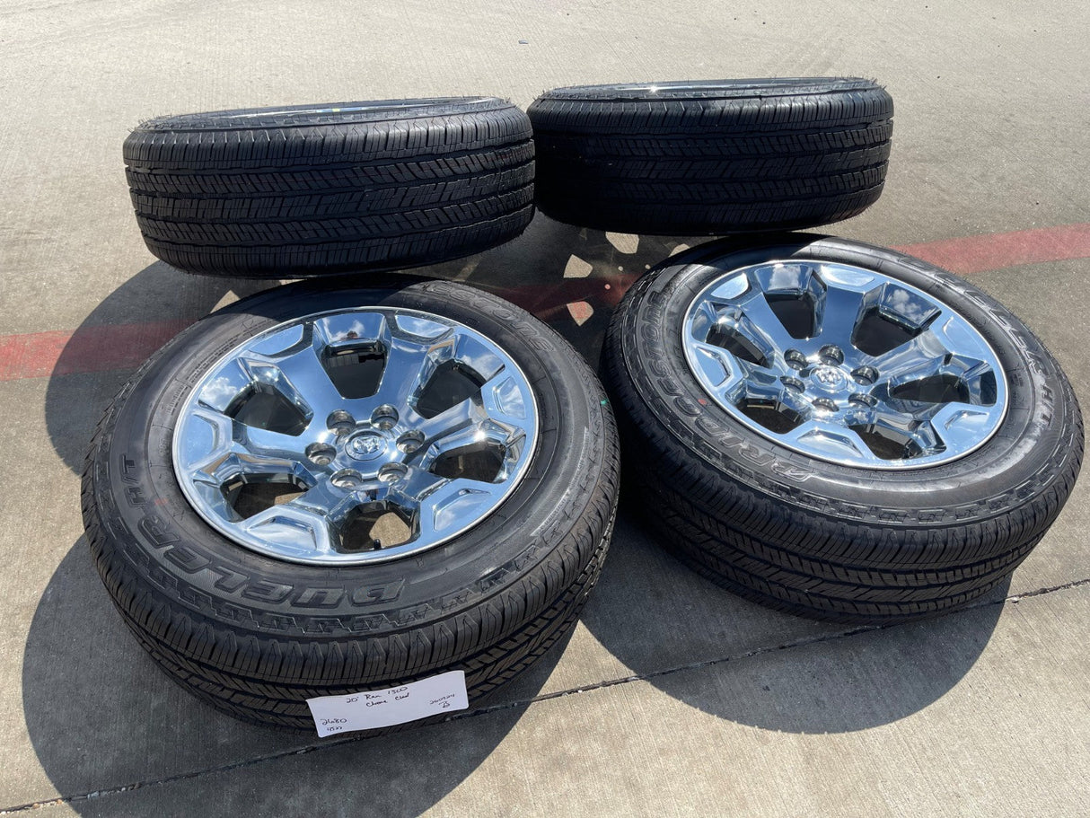 20" Dodge Ram 1500 OEM Laramie CHROME 2680 wheels rims 2025 2026 BRIDGESTONE NEW Texas Truck Tire