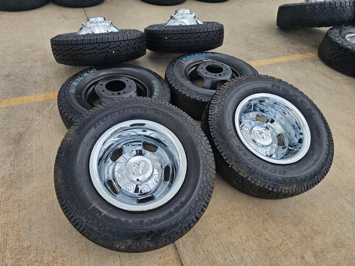 17" Dodge Ram 3500 Dually 8x200 wheels rims 2703 2704 OEM 2025 2026 NEW A/T Texas Truck Tire
