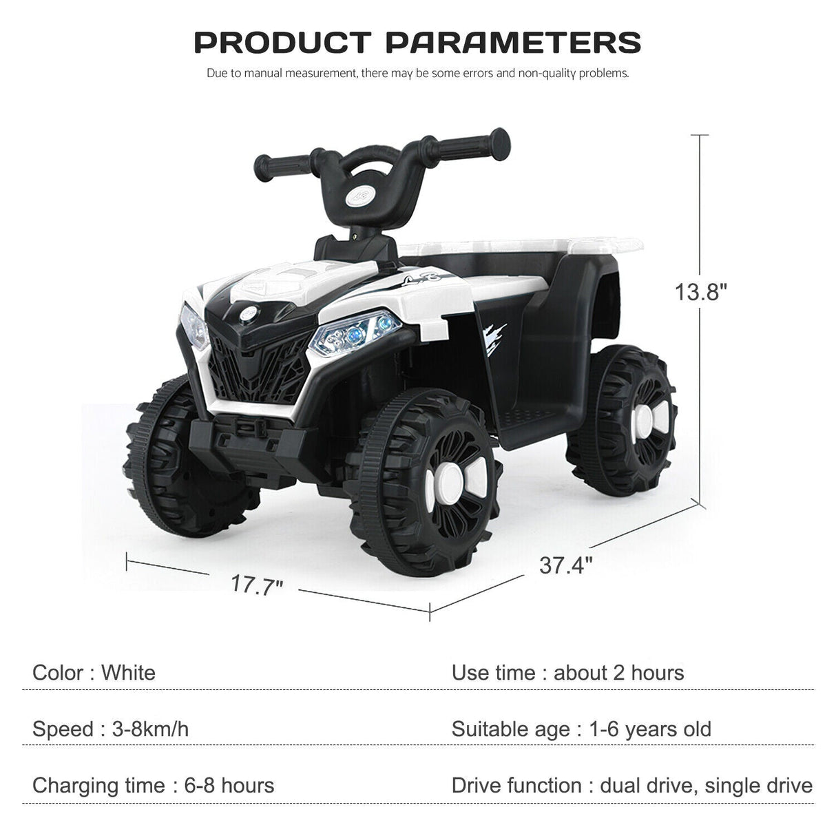 Electric ATV Ride-On Car with MP3 Player and LED Lights - 6V Battery Powered, 4-Wheeled Beach Cruiser