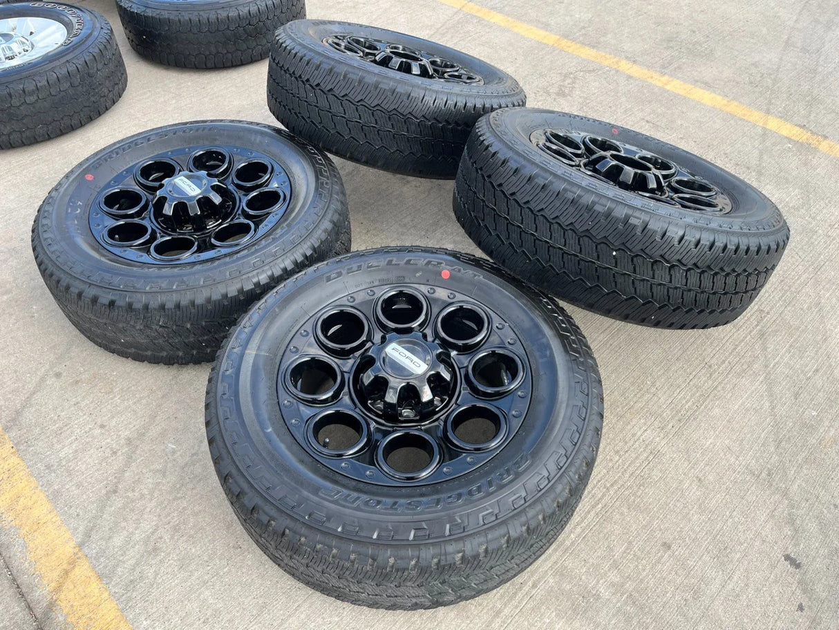 20" Ford F-250 F-350 OEM black TREMOR wheels rims 10484 10299 tires NEW Texas Truck Tire