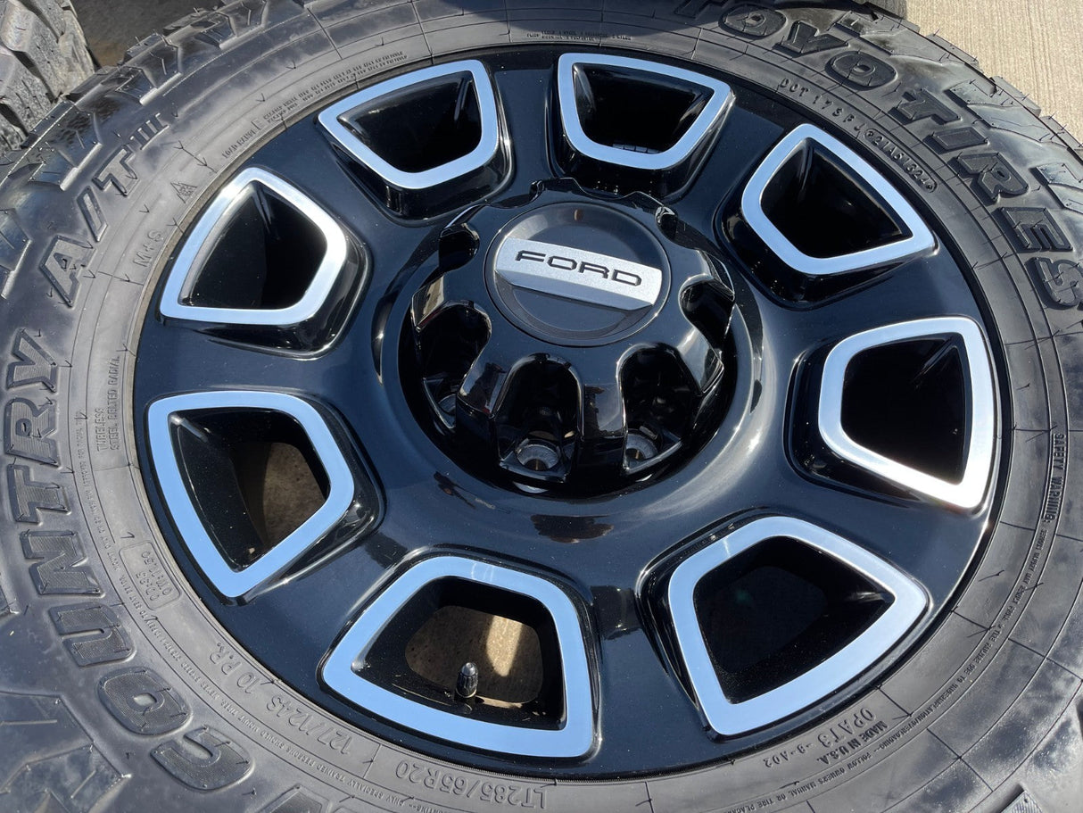 20" Ford F-250 F-350 OEM 10486 Lariat wheels rims 2024 2025 2026 TOYO 35" Texas Truck Tire
