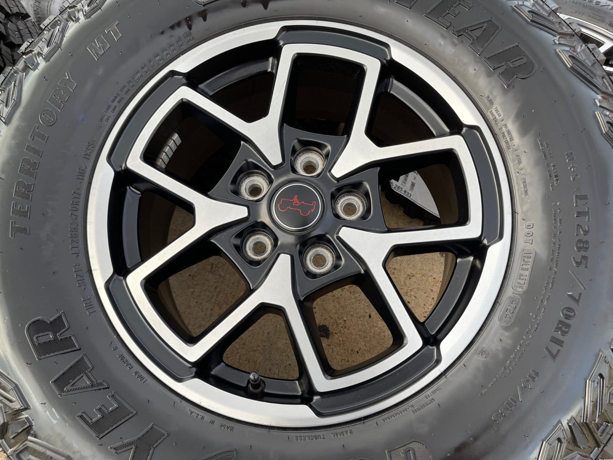 17" Jeep Wrangler Rubicon OEM 95730 9327 wheels rims Gladiator GOODYEAR 33" NEW Texas Truck Tire
