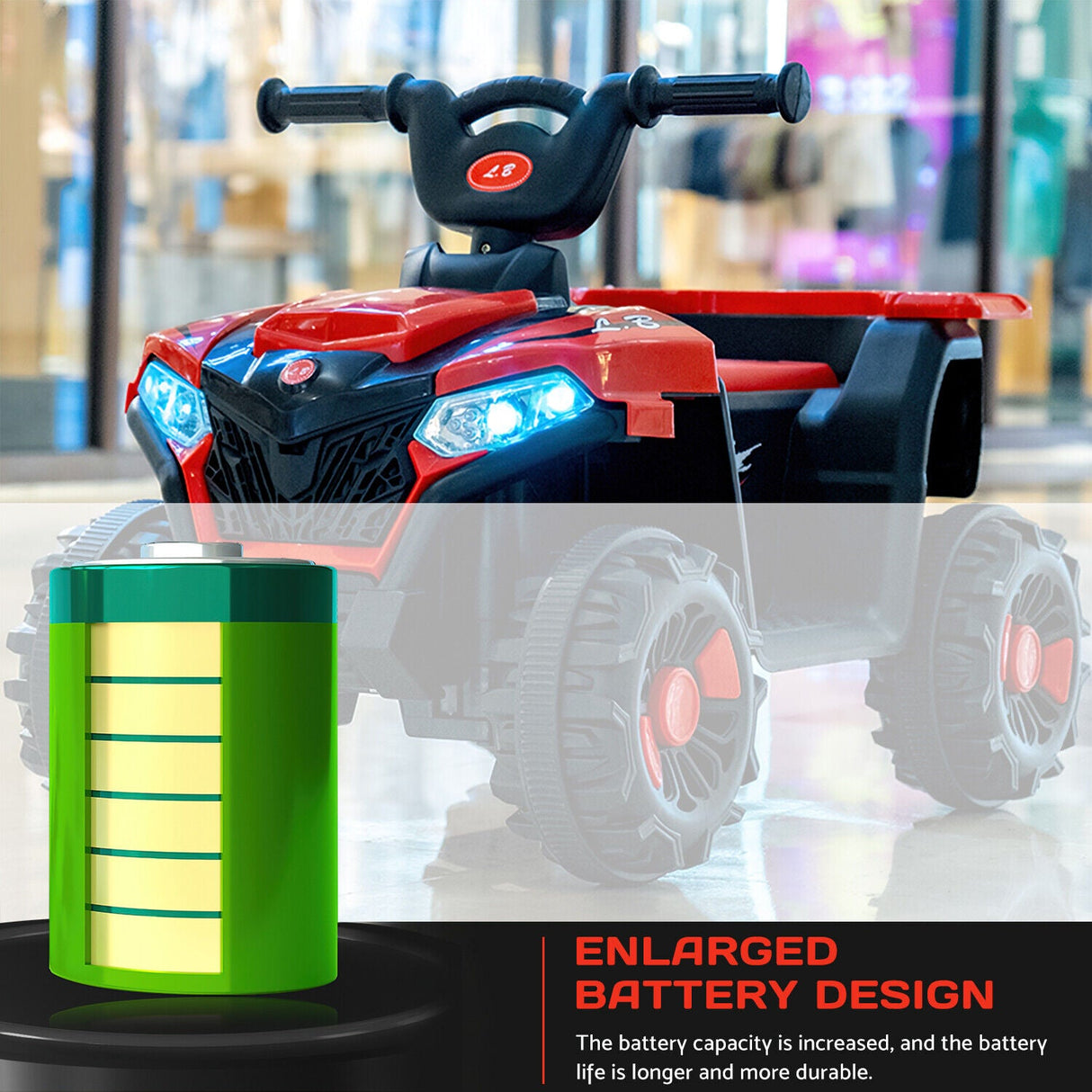 Electric ATV Ride-On Car with MP3 Player and LED Lights - 6V Battery Powered, 4-Wheeled Beach Cruiser