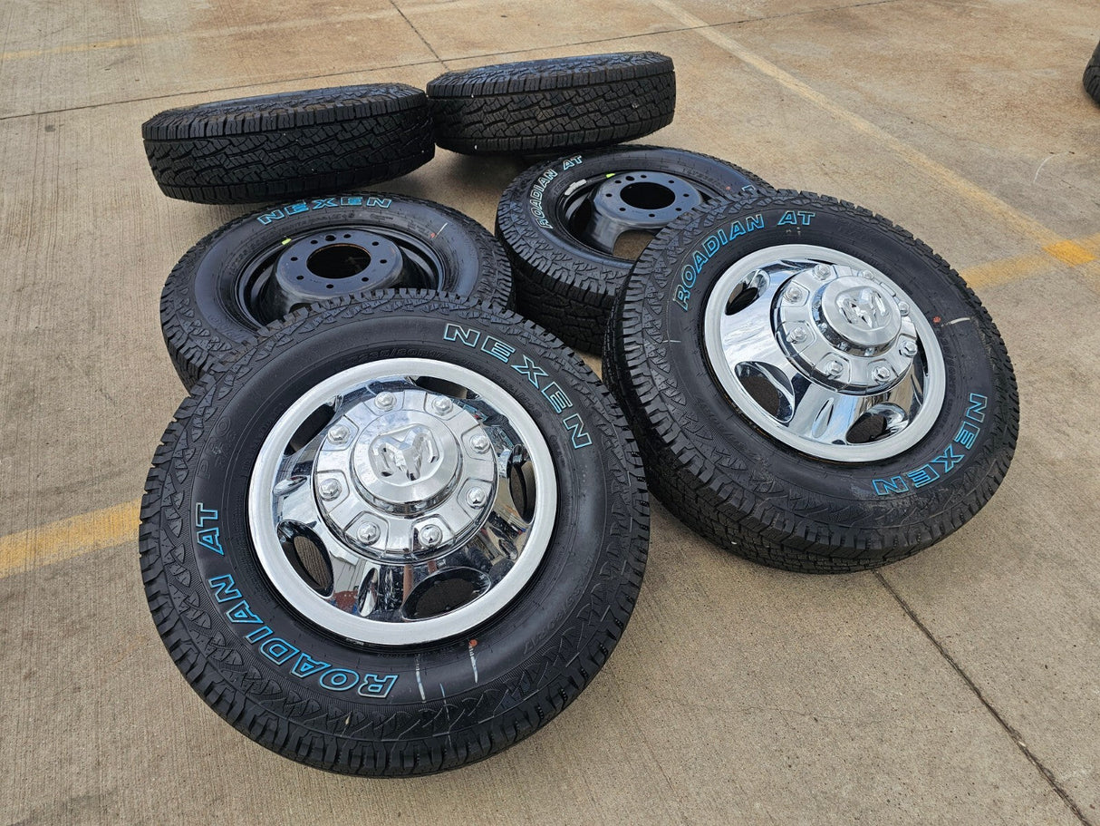 17" Dodge Ram 3500 Dually 8x200 wheels rims 2703 2704 OEM 2025 2026 NEW A/T Texas Truck Tire