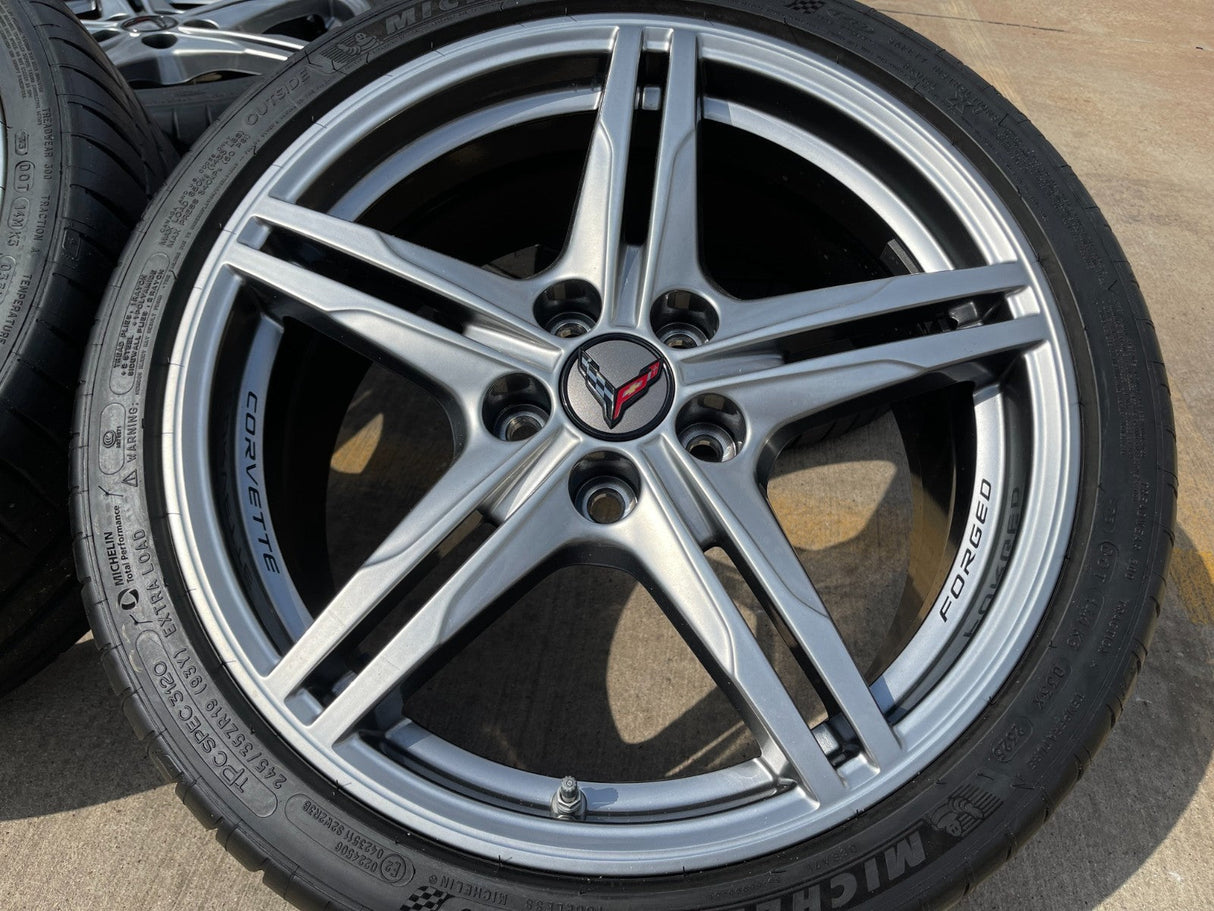19" + 20" Chevy Corvette Z06 C8 OEM FORGED 94027 94028 wheels rims 2024 2026 Texas Truck Tire