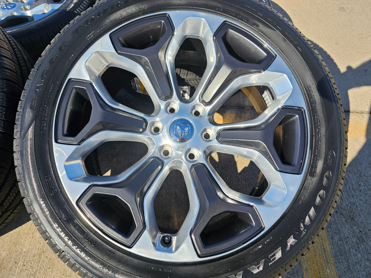 22" Dodge Ram 1500 OEM Laramie rims wheels tires 2685 GOODYEAR NEW Texas Truck Tire