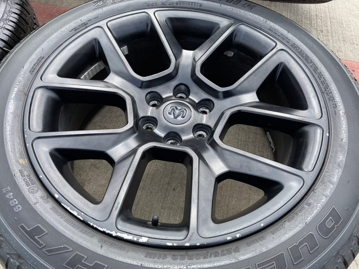 22" Dodge Ram 1500 OEM LIMITED Laramie wheels rims black 2725 2684 BRIDGESTONE Texas Truck Tire