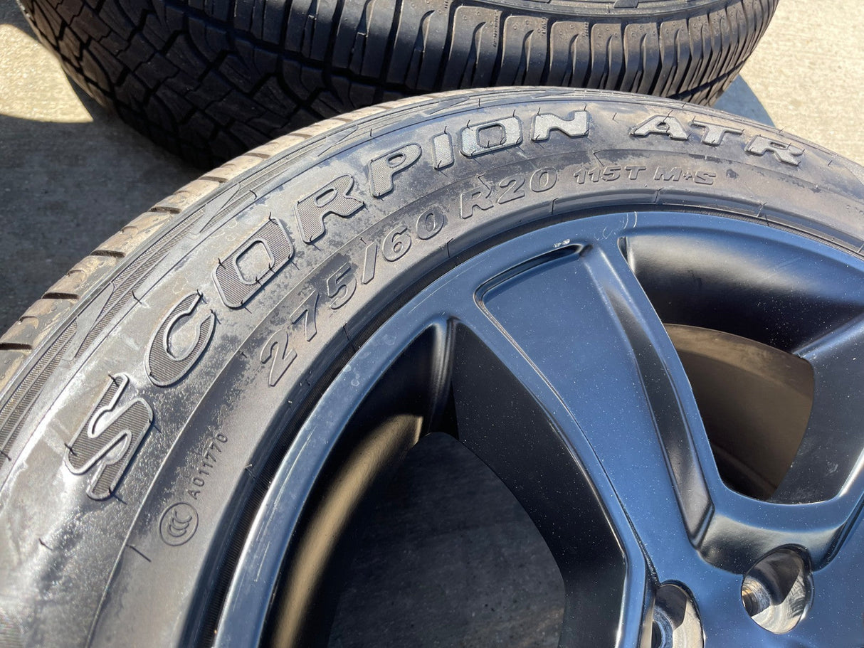 20" Dodge Ram 1500 OEM LIMITED Black 2676 2723 wheels rims PIRELLI A/TR Texas Truck Tire