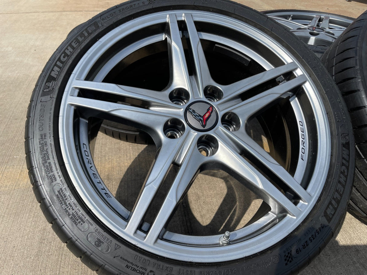 19" + 20" Chevy Corvette Z06 C8 OEM FORGED 94027 94028 wheels rims 2024 2026 Texas Truck Tire