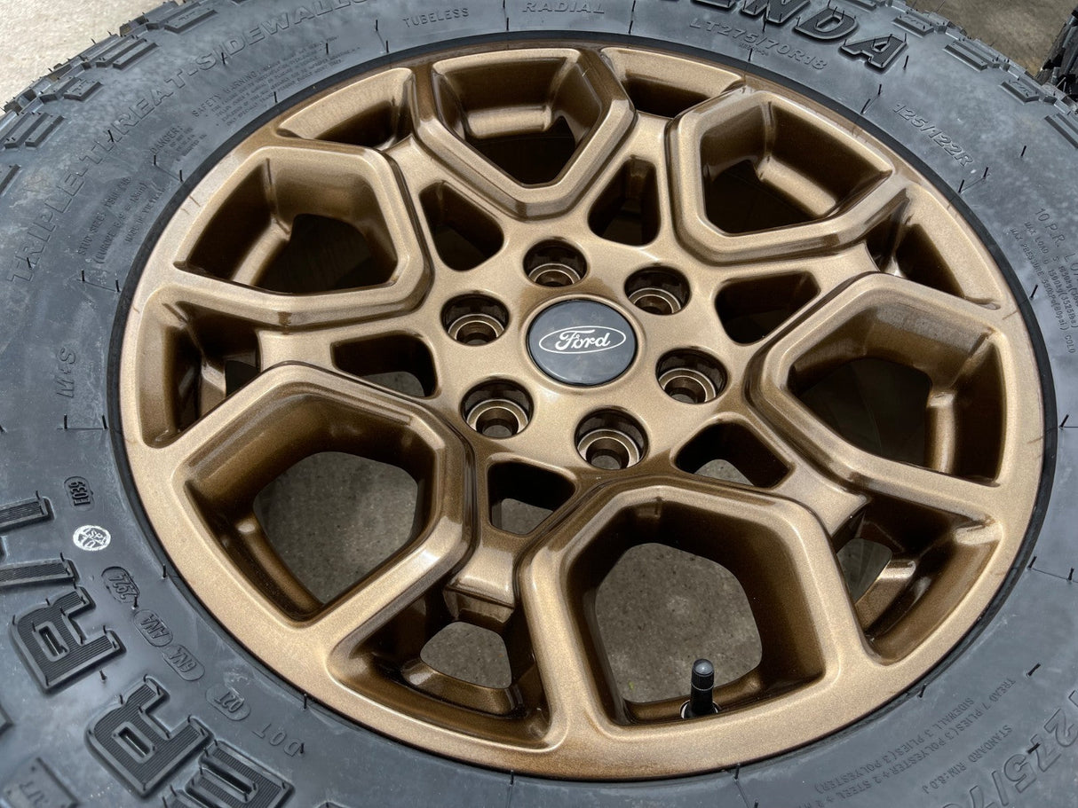 18" Ford F-150 OEM rims wheels 95049 10340 BRONZE Expedition KENDA R/T 33" NEW Texas Truck Tire