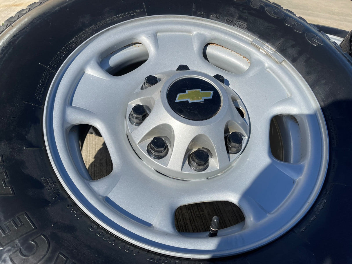 17" Chevy Silverado GMC Sierra 2500 OEM 8095 wheels rims FIRESTONE A/T Texas Truck Tire