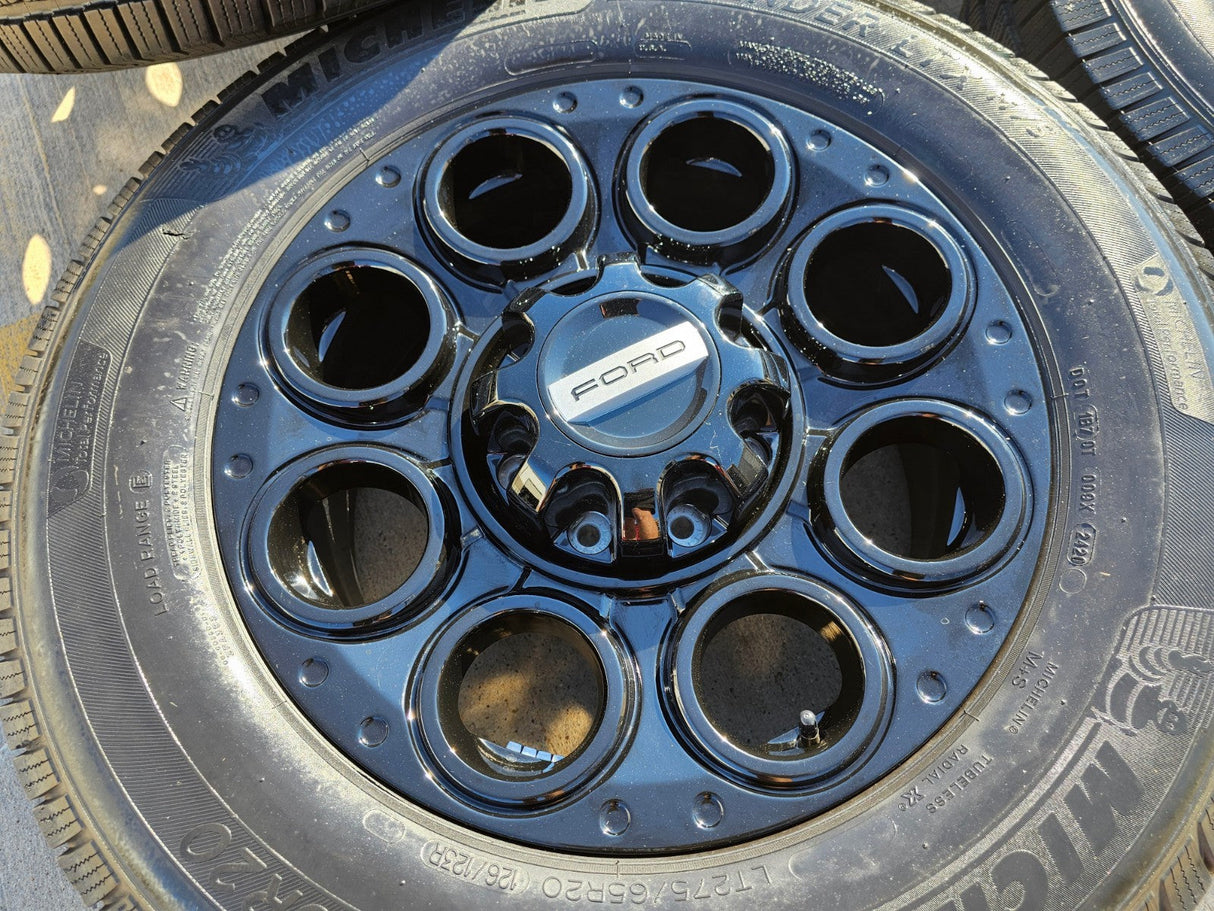 20" Ford F-250 F-350 OEM black TREMOR 10299 10484 wheels rims MICHELIN DEFENDER Texas Truck Tire