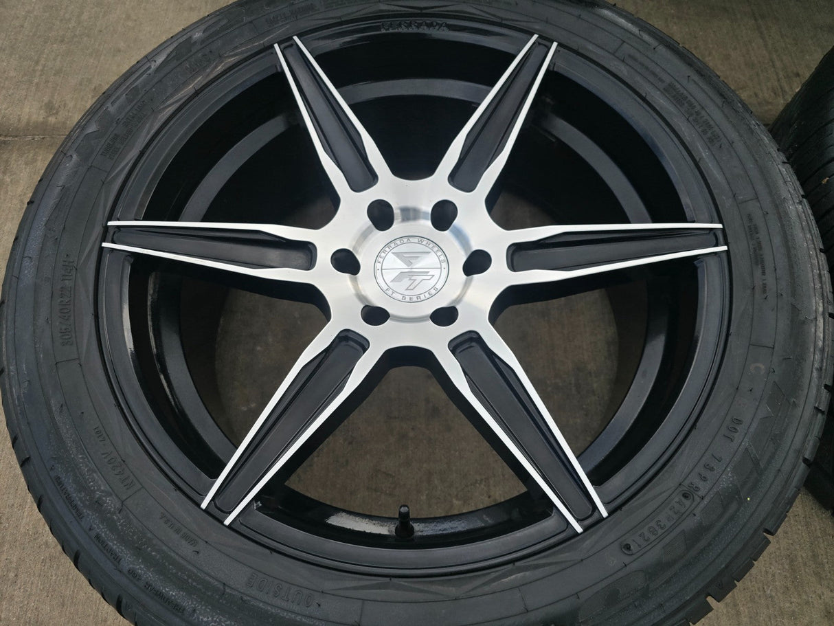 22x9.5 22" Ferrada FT2 Chevy Silverado RAM wheels rims 6x139 6x5.5 tires NITRO Texas Truck Tire