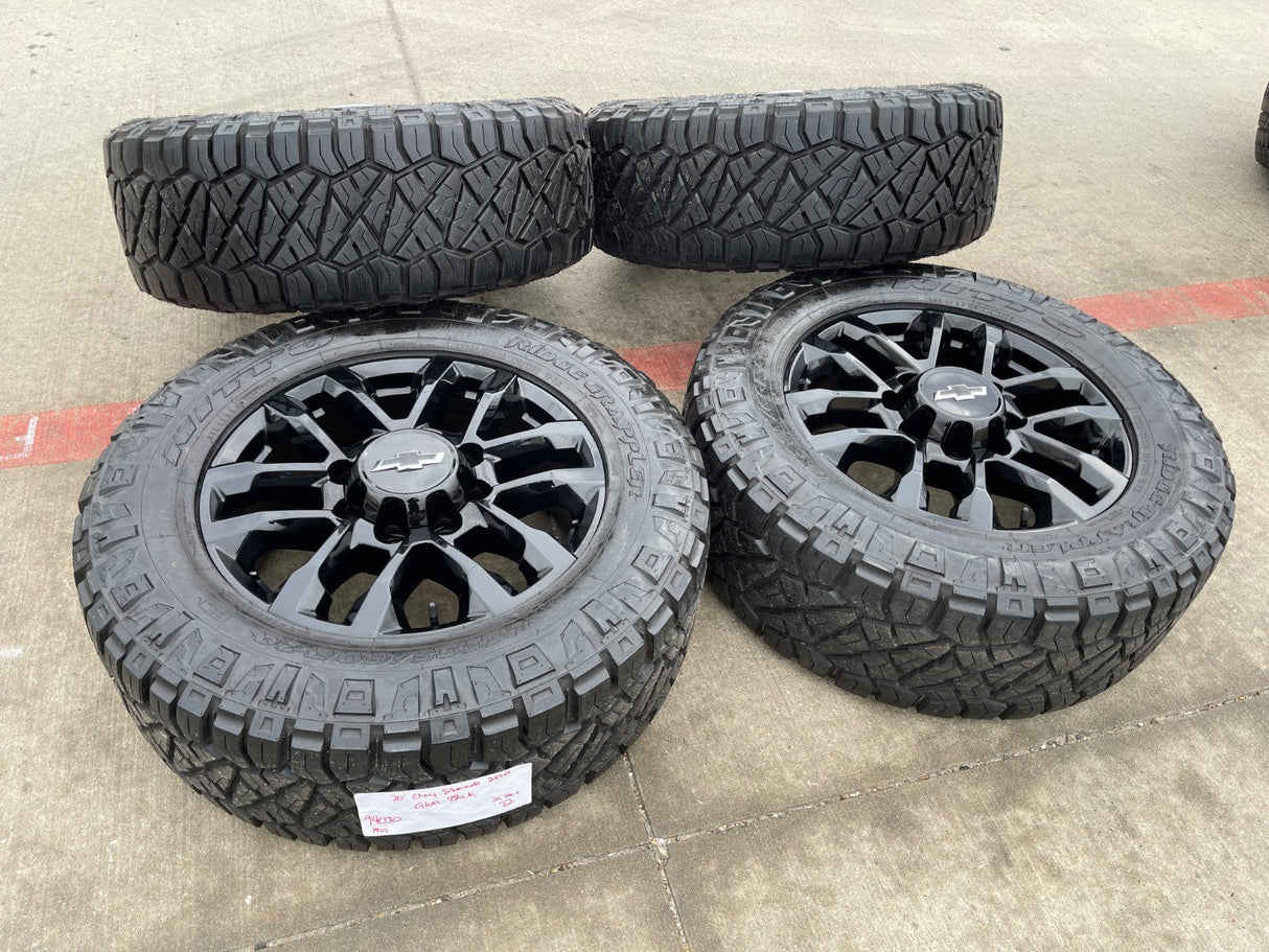 20" Chevy Silverado Trail Boss GMC AT4 2500 OEM 94030 wheels rims NIRTO 34" Texas Truck Tire
