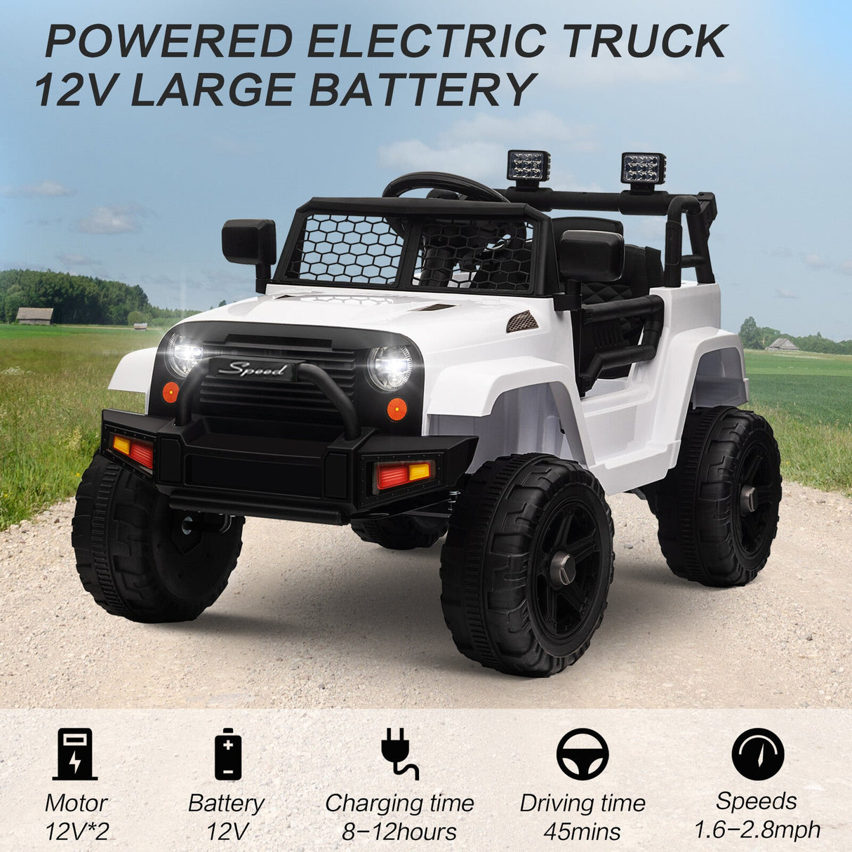 12V Battery-Powered Kids Ride-On Off-Road Truck Toy with Parent Remote Control