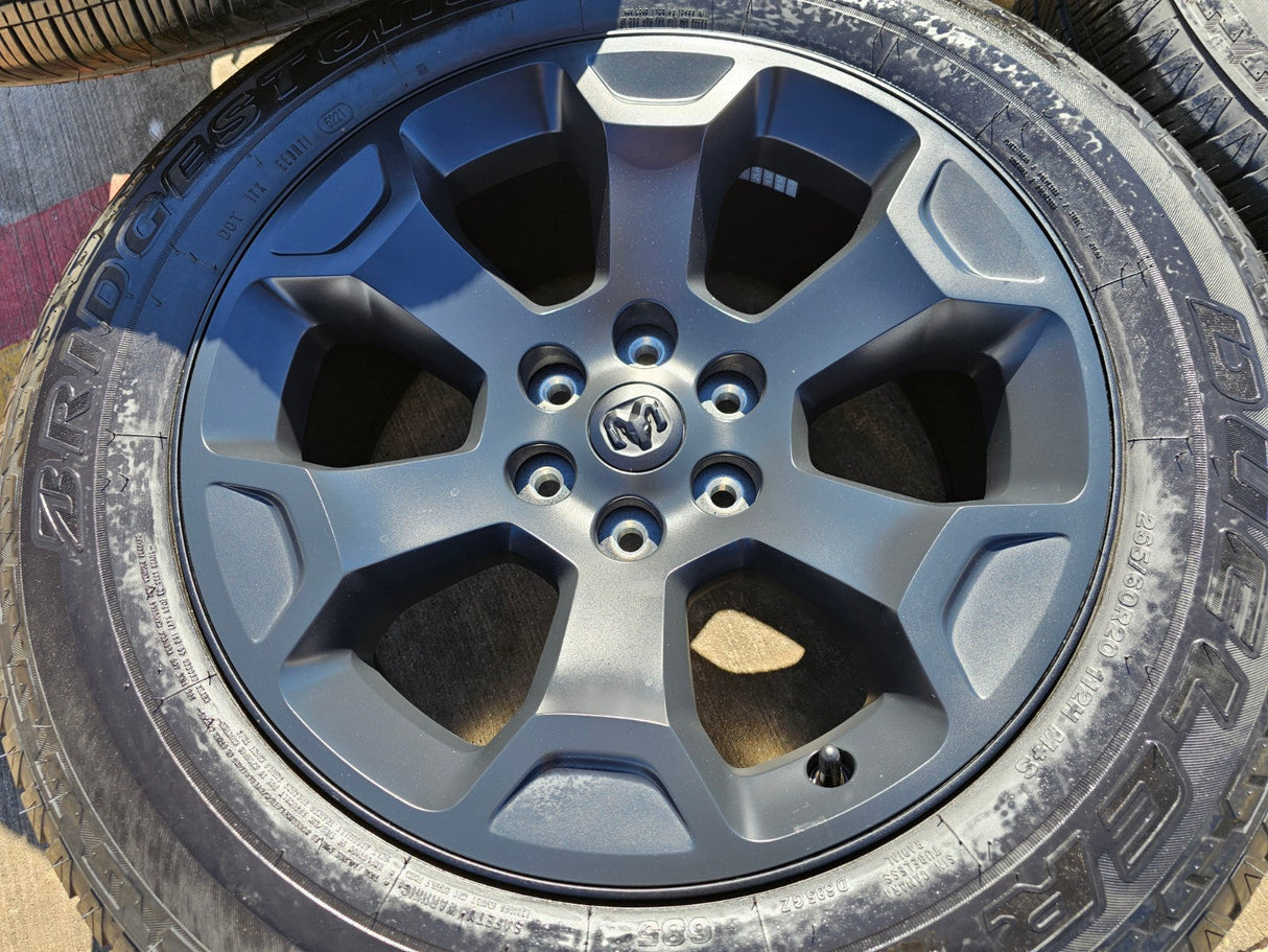 20" Dodge Ram 1500 OEM Laramie Black 2680 wheels rims 2022 2023 2024 2025 2026 Texas Truck Tire