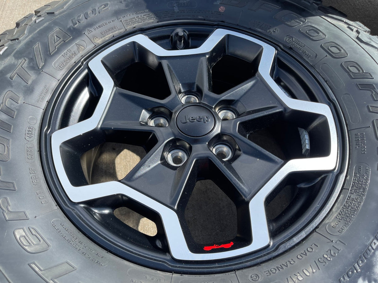 17" Jeep Wrangler Gladiator RUBICON OEM wheels rims tires 9237 black BFG KO2 A/T Texas Truck Tire