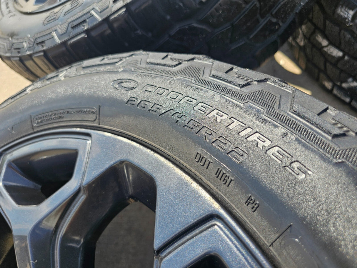 22" Dodge Ram 1500 OEM Laramie wheels LIMITED Gray 2685 2727 tires Texas Truck Tire