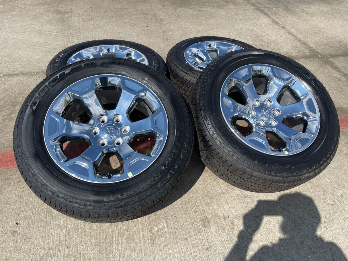 20" Dodge Ram 1500 OEM Laramie CHROME 2680 wheels rims 2025 2026 BRIDGESTONE NEW Texas Truck Tire