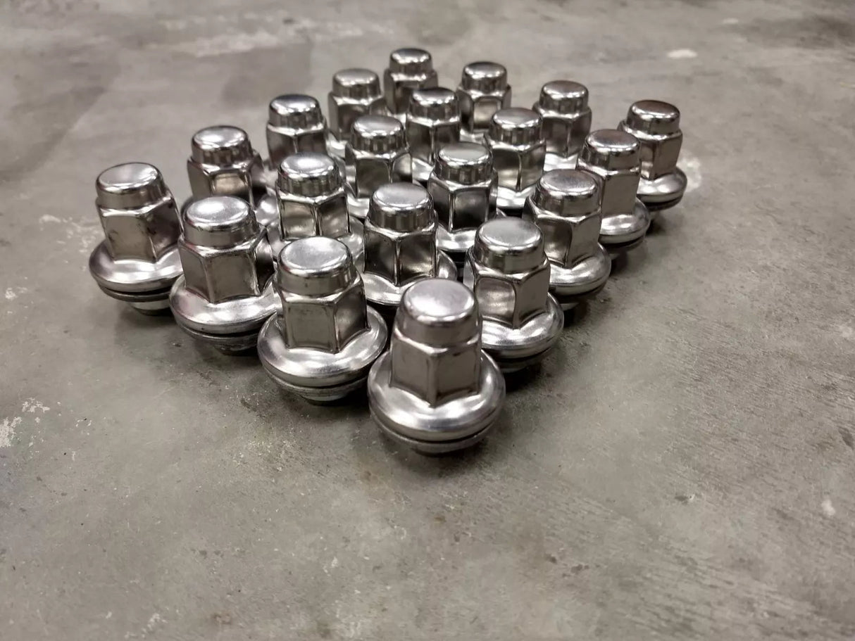 20) 14x1.5 OEM Toyota Tundra lug nuts washer polished LX570 Sequoia Land Cruiser Texas Truck Tire