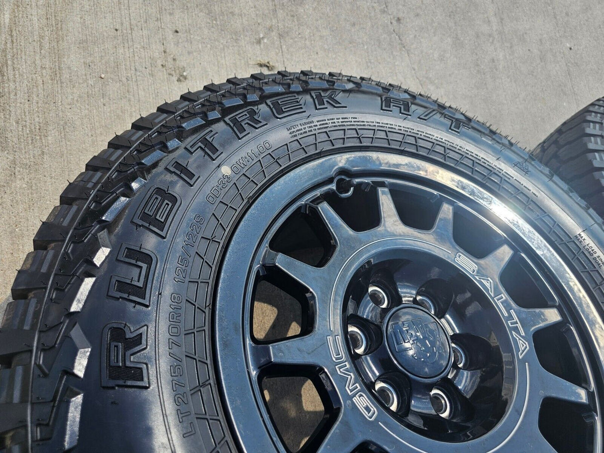 (4) 18" AEV SALTA GMC Sierra AT4X Chevy Silverado OEM rims wheels 2024 2025 Texas Truck Tire
