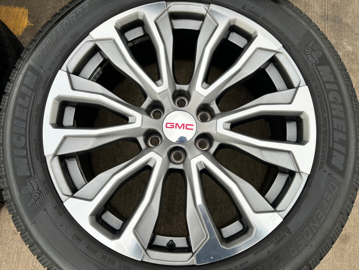 22" GMC Yukon Sierra DENALI OEM wheels rims 14025 97000 tires MICHELIN Texas Truck Tire