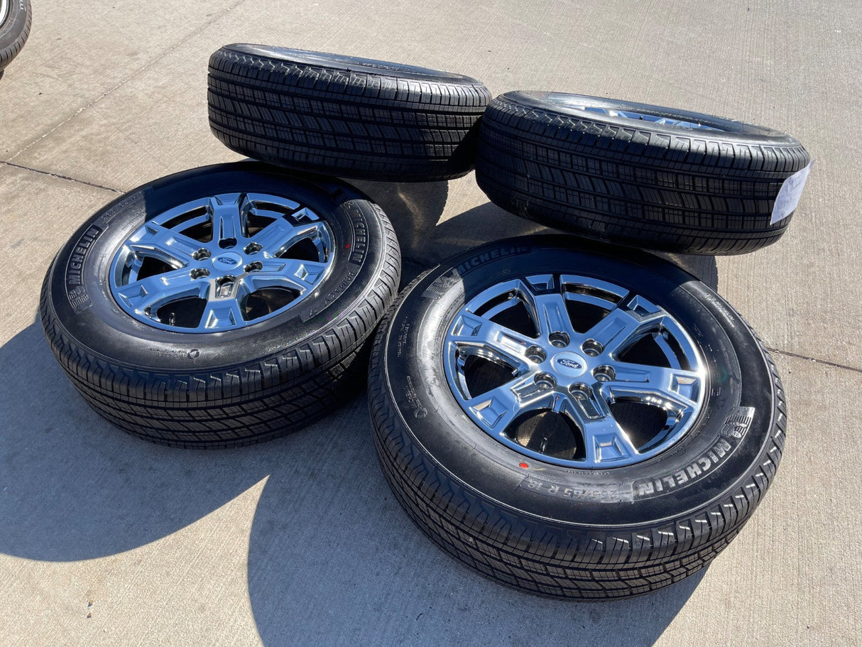 18" Ford F-150 Expedition OEM 10343 chrome rims wheels 2024 2025 2026 MICHELIN Texas Truck Tire