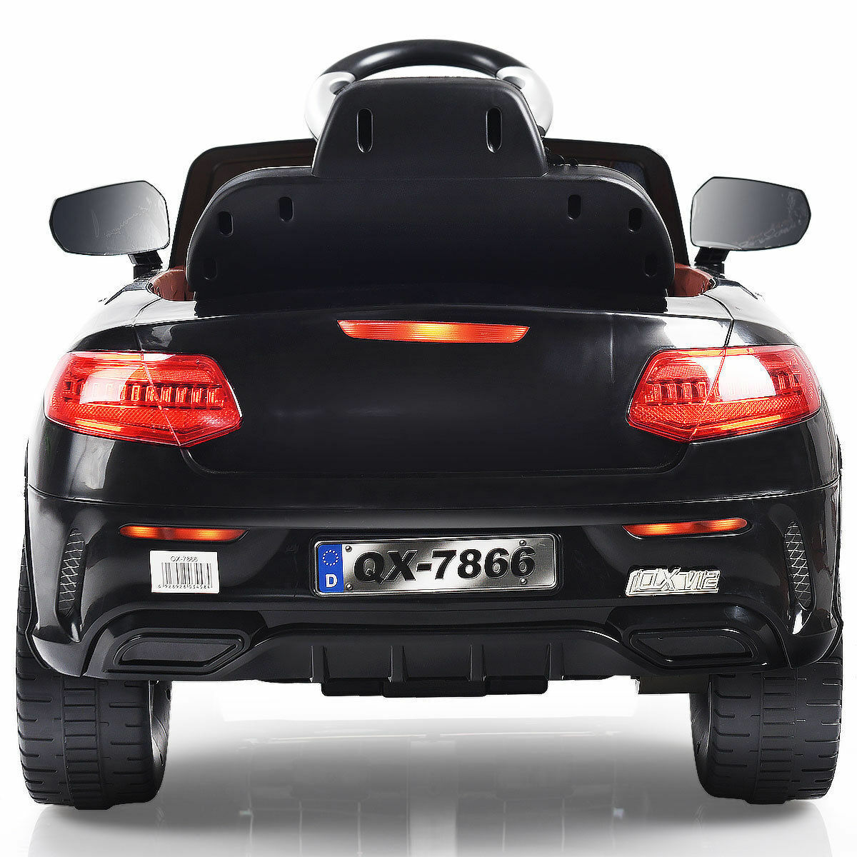 6V Kids Ride On Car with RC Remote Control and LED Lights - Black