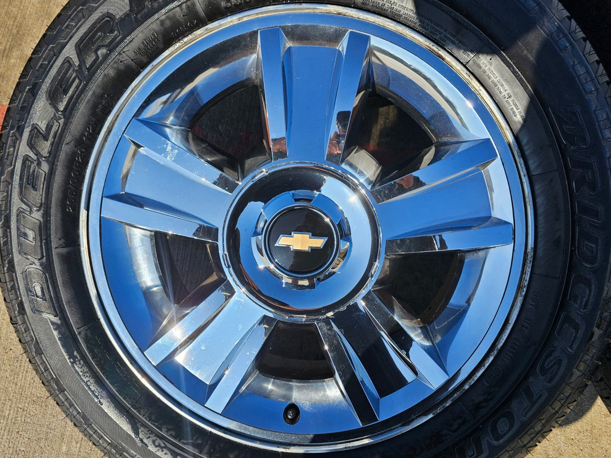20" Chevy Silverado Tahoe Suburban chrome OEM 5416 wheels rims tires Texas Truck Tire