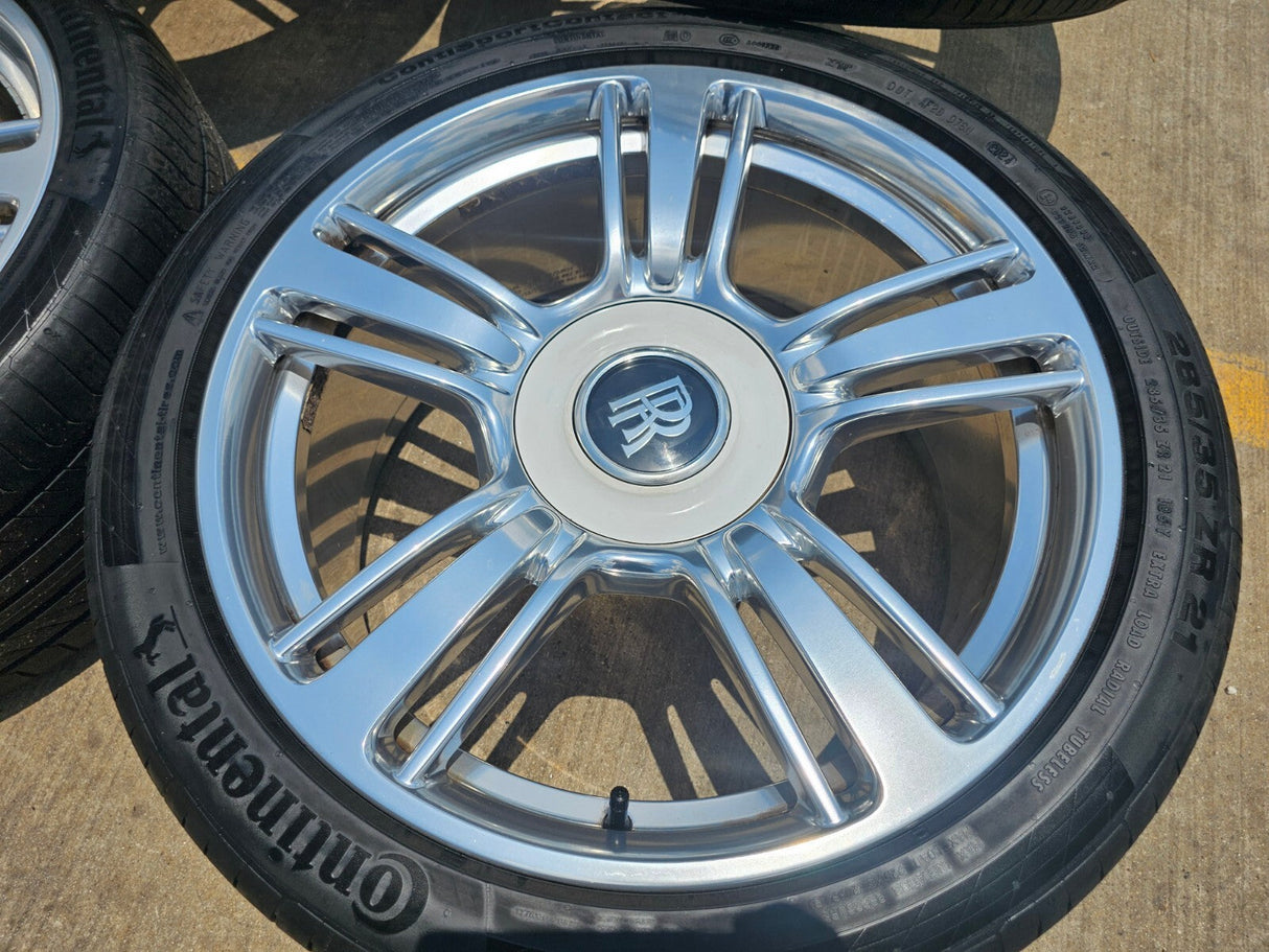 21" Rolls Royce Wraith Ghost Dawn OEM wheels rims tires 5x120 CONTINENTAL Texas Truck Tire