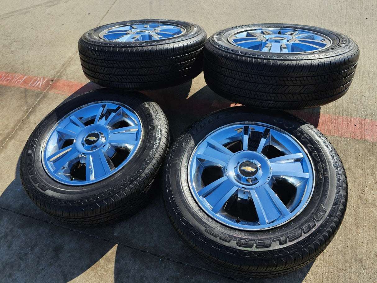 20" Chevy Silverado Tahoe Suburban chrome OEM 5416 wheels rims tires Texas Truck Tire