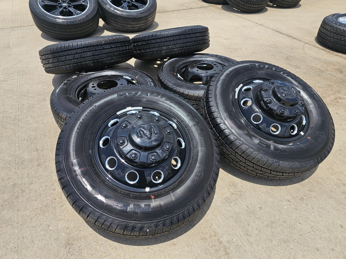 17" Dodge Ram 3500 Dually Laramie wheels rims 2706 2707 OEM black 2024 2025 NEW Texas Truck Tire