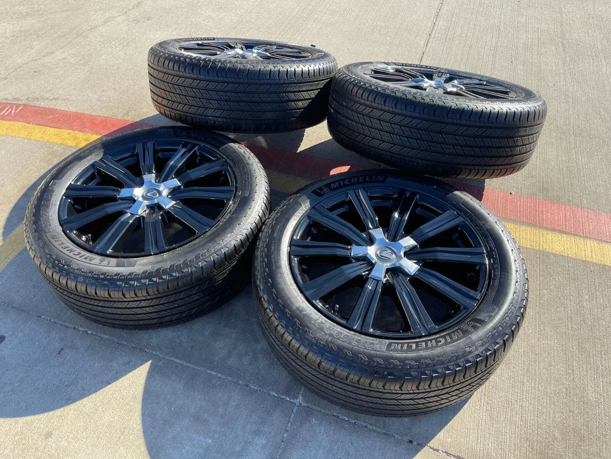 21" Lexus LX570 Toyota Land Cruiser OEM 74341 black wheels rims tires NEW Texas Truck Tire