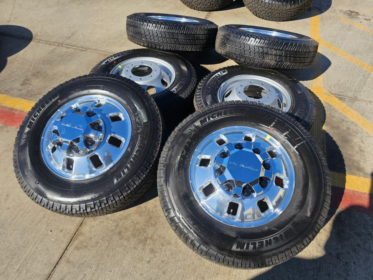 18" GMC Sierra 3500 DENALI Dually rims wheels OEM 14127 14129 8x210 MICHELIN NEW Texas Truck Tire